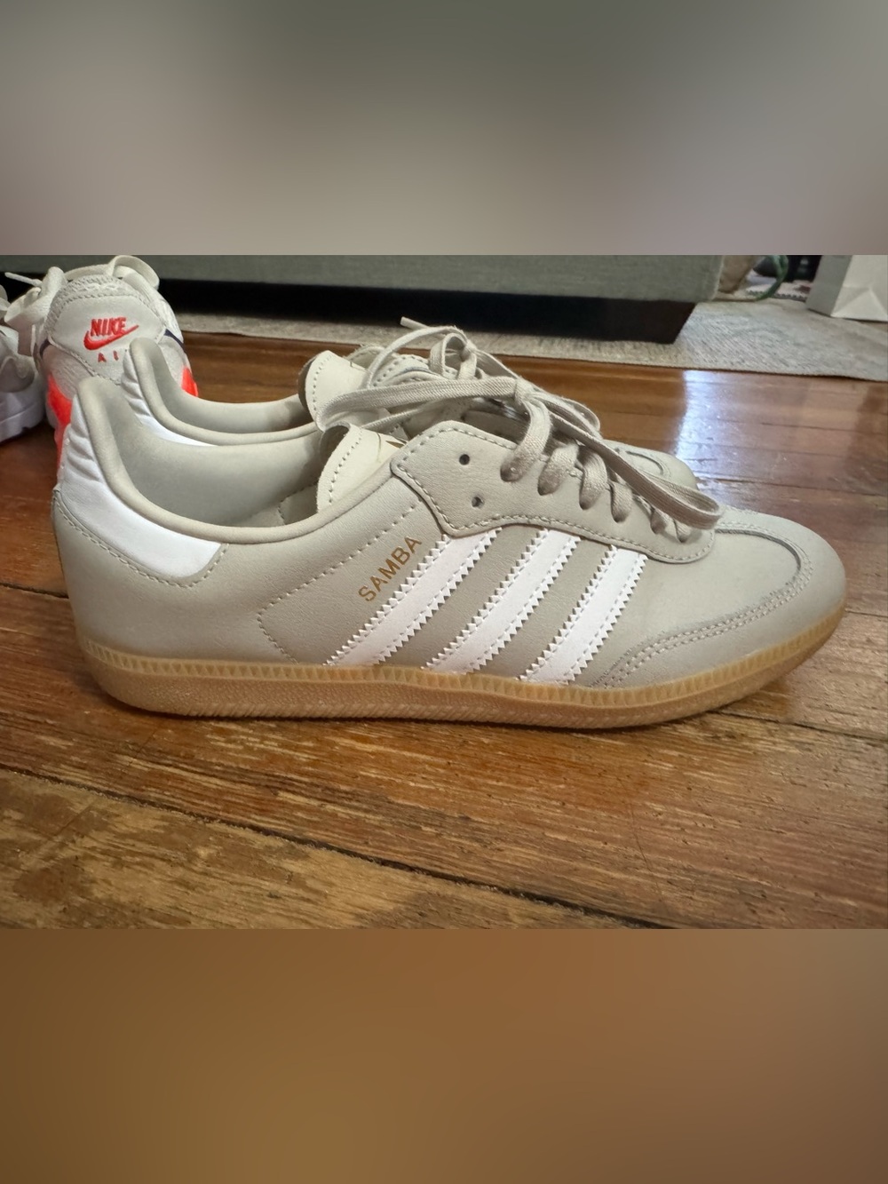 adidas Samba Sneakers in Taupe with White Stripes